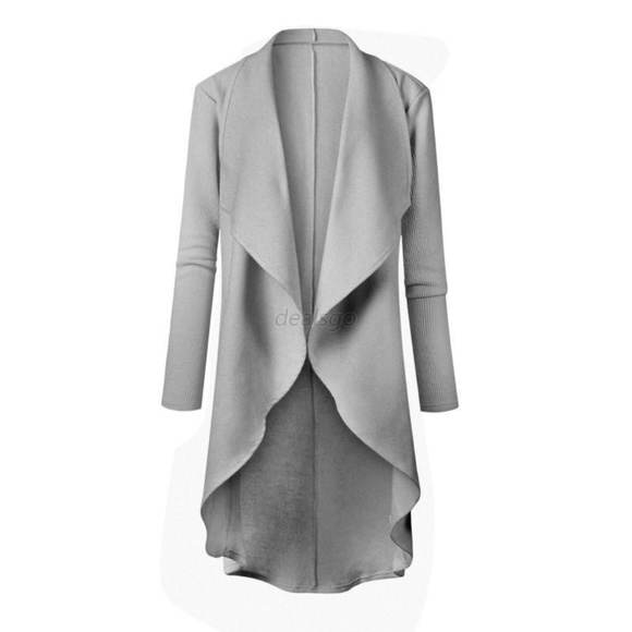 Grey drape front open cardigan - Picture 2 of 2